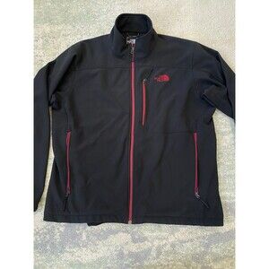 The North Face Jacket Mens Size XL Black Softshell Full Zip Fleece Lined Logo